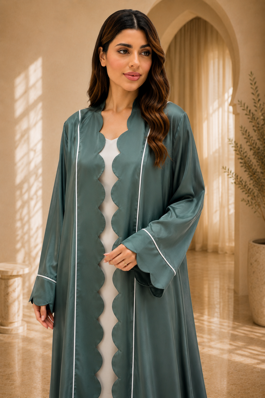 Emerald Scallop Abaya