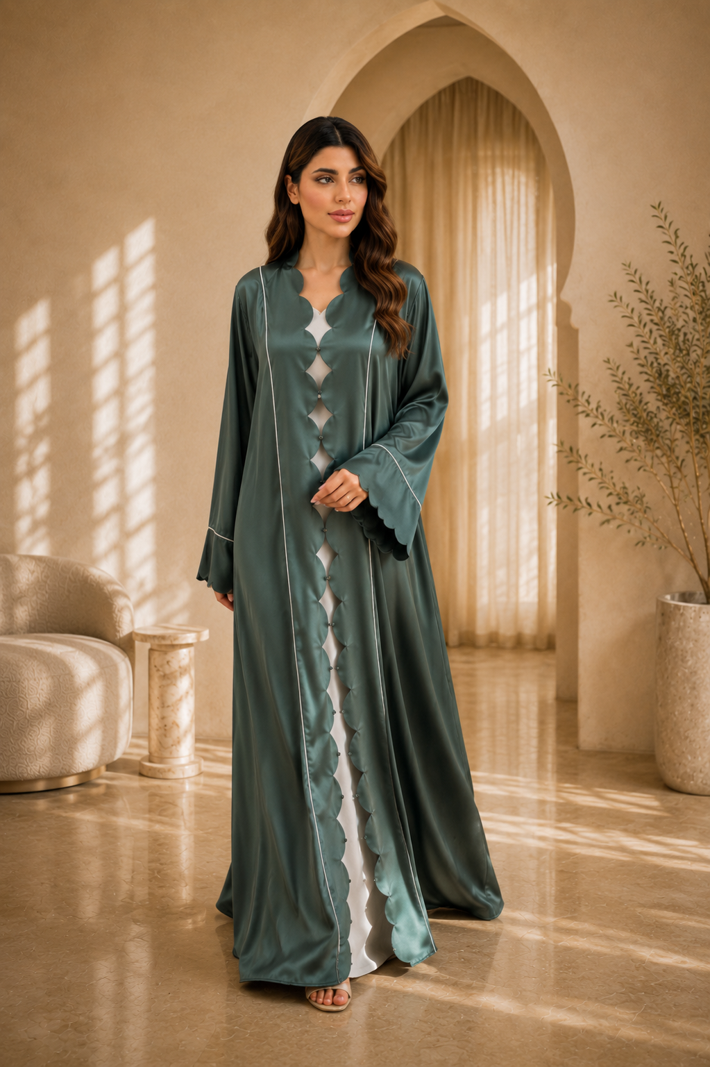 Emerald Scallop Abaya