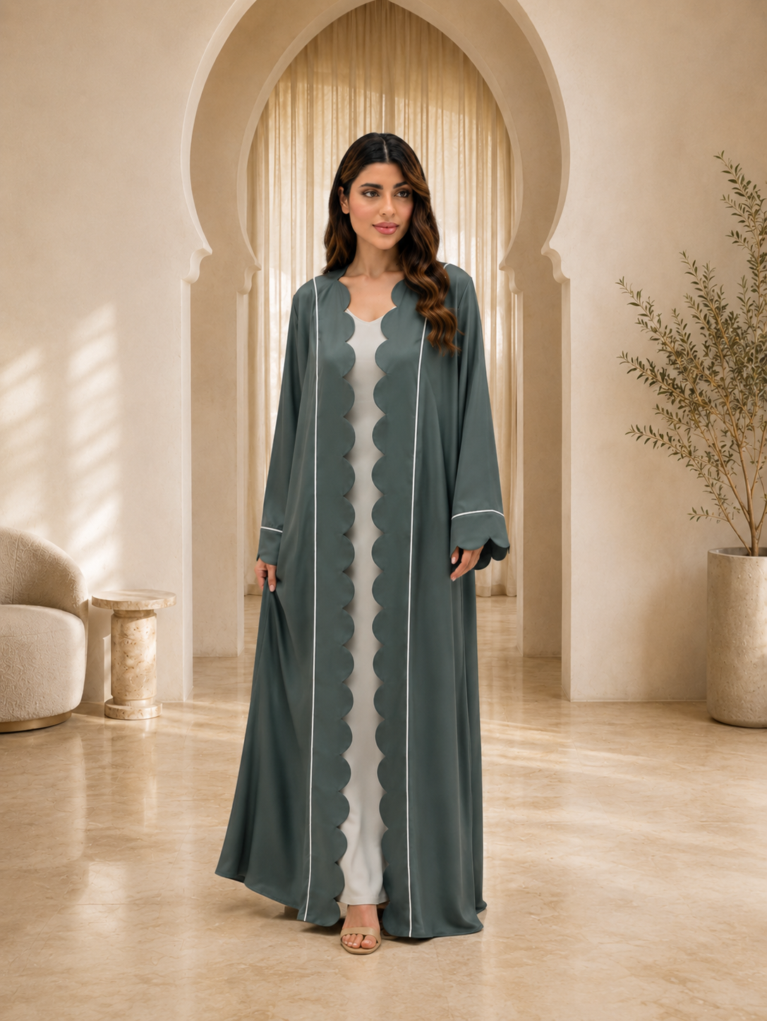 Emerald Scallop Abaya